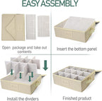 LotFancy Cup and Mug Storage Box, Hard Shell, China Coffee Mug Storage Container for Moving, Holds 12 Tea Cups, with Dividers & Handles, Beige