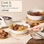 CAROTE Pots and Pans Set Non Stick, Cookware Sets, Kitchen Set, Oven/Dishwasher/Fridge Safe, Space Saving Pots Set, Nonstick Set with Versatile Detachable Handle, Induction RV Set, Cream