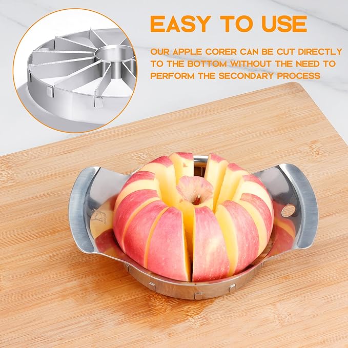 Supercenter Apple Cutter and Slicer - Stainless Steel Apple Corer - 4.72 Inch Apple Corer Tool with 12 Super Sharp Blades, Lightweight Apple Slicer and Corer & Dishwasher Safe