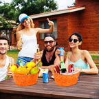 meekoo 6 Pcs Plastic Ice Buckets Bulk with Handles 4.5L Oval Storage Tub Large Capacity Ice Drink Bucket for Party Bar Wine Beer Champagne Beverage Bottle Cooler (4.5 L,Orange)