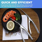 CoguZed 2-Piece Stainless Steel Shrimp Deveiner and Peeler Tool Set, Designed for Efficient Shelling and Cleaning of Seafood