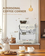 Amaste Espresso Machine with Grinder, 15 Bar Espresso Machine with Steam Wand for Latte and Cappuccino, 68Oz Water Tank, Pre-Infuse Brewing, Espresso Coffee Maker for Home Use, Barista Kit, White