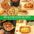 BYKITCHEN 300PCS Disposable Air Fryer Paper Liners for Ninja AF141 5 QT Pro AF181 6.5QT, Cosori Chefman 6 QT &Other 5 to 8Qt Airfryer, 8in Square Air Fryer Parchment Paper, Airfryer Basket Accessories