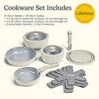 Cuisinart 13-Pc ClickSmart Nonstick Detachable Handle Ceramic Cookware, Pots and Pans Set, Stackable Space-Saving Design, Compatible with All Stovetops, Induction & Oven Safe, PURELYCERAMIC