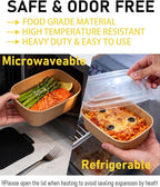 25OZ Paper Food Containers [with Lids & Forks] Disposable Meal Prep Containers 50 Pack Rectangle Take Out Box for Salad, Hot/Cold Food, Treat Serving Bowls for To Go Food, Office Lunch, Picnic, Party