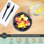 MULMEHË Plastic Food Storage Take-Out Container and Lid Combo, 16 oz, Microwaveable, Round, Black, 6x1.5”, Set of 150