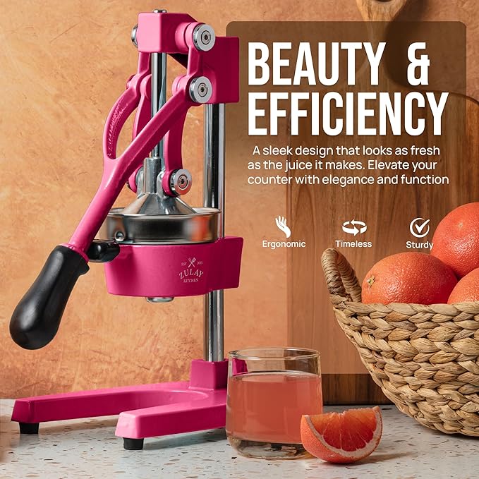 Zulay Kitchen Cast Iron Juicer - Easy-to-Clean Heavy-Duty Manual Juicer, Professional Citrus Juicer - Stainless Steel Lemon Squeezer - Manual Citrus Press & Orange Squeezer - Orange Juicer