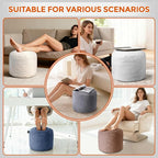 Pouf Ottoman Foot Rest, Comfortable & Soft, Round Footstool for Living Room, Bedroom, Office, Room Decoration, Corduroy Foot Stool Pouf with Odorless & Anti-Clump Filling, Large Grey