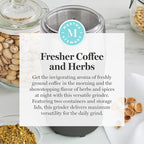 Martha Stewart Electric Coffee & Spice Grinder, Dual 2.5oz Removable Bowls, Storage Lids, Stainless Steel Blades, One Touch Pulse Control, 2-in-1 Compact, Beans & Spices, Herbs & Nuts, Caviar Gray