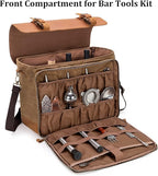 Lodrid Vintage Bartender Kit Bag with Flexible Compartments for Wine, Leather Waxed Canvas Bartender Tote with Removable Dividers, Bar Bag with Handle and Shoulder Strap, Case Only, Patent Design