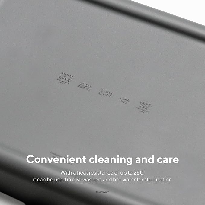 Teranuvo Silicone Oven Tray compatible with BALMUDA The Toaster Oven - safe to use, non toxic, durable, dishwasher safe, heat resistant, silicone liners for air flow and drain oil, non stick (Grey)