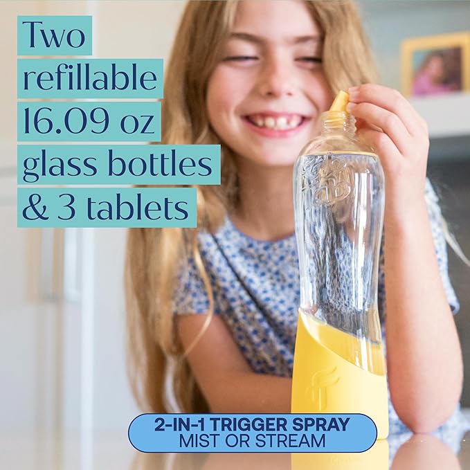 Fab Tab Tablet Cleaner, Multi-Purpose & Bathrom Cleaner for Eco-Concious Cleaning, Non Harmful & Chemical-Free Formula, Convenient Refills with 2 Glass Bottles, Luxury Hotel Scent (6 Refill Tablets)