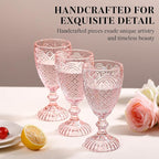 Colored Vintage Wine Glasses Set of 6 – 10.5 Ounces Colored Glass Water Goblets, drinking glasses for Mothers Day, Wedding, Holiday, or Fancy Glassware for everyday