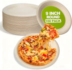 W&Y paper plates 9 Inch Disposable Paper Plates [100 Pack] - Heavy Duty Dinner Plates, Leak Proof & Microwave Safe, Cut Resistant & Compostable for Parties, Weddings, Catering Events