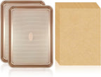 Baking pans Set, 2 Sheet Pans(17.5'' X 11.8'') and 250 unbleached Sheets of Parchment Paper, Thickened Nonstick Cookie Sheet for Baking, Carbon Steel Baking Pan