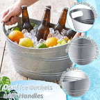 meekoo 6 Pcs Plastic Ice Buckets Bulk with Handles 4.5L Oval Storage Tub Large Capacity Ice Drink Bucket for Easter Summer Party Bar Wine Beer Champagne Beverage Bottle Cooler(4.5 L,Metal)