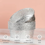 PLASTICPRO 8'' Inch Round Tin Foil Pans Disposable Aluminum, Deep Freezer & Oven Safe - For Baking, Cooking, Storage, Roasting, & Reheating, Pack of 50