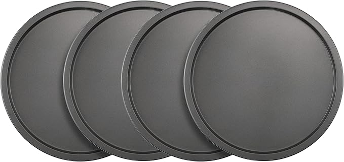 GoodCook Set of 4 Nonstick Steel 10 Inch Personal Pizza Pans Set, Gray