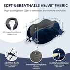 Travel Pillow with Extra Large Hood for Airplane Long Flights Privacy and Comfort Memory Foam with Velvet Cover for Road Trip Head&Neck Support for Plane Office Cars Sleeping & Rest (Navy Blue)