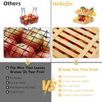 Bamboo 2 Tier Fruit Basket for Kitchen Counter, Large Capacity Fruit Storage Countertop, Fruit Holder, Wood Pantry Organizers and Storage, Kitchen Countertop Organizer With Two Banana Hangers (Bamboo)