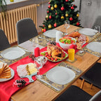 Le courant 16.9in 6PACK Winter Decoration Blue Snowflake Placemats with 6 Coasters, Reversible Faux Leather Easy Clean Waterproof Stain Resistant Place Mats, for Home Party Dining Holiday Table Decor