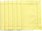 Solino Home Yellow Placemats Set of 6 - Cotton Linen Hemstitch Placemats 14 x 19 Inch