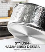 Michelangelo Triply Stainless Steel Saucepan Set, Luxury Hammered Stainless Steel Sauce Pans with Golden Handle, Premium Sauce Pot Set, Induction Compatible