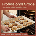 Diamond Bottom Cookie Sheet Set of 2, Nonstick White Marble Carbon Steel Baking Pans for Crisp Baking, Space-Saving Stackable Trays, PFOA, PFOS, PTFE Free, Oven Safe Up to 450°F, Small & Medium Pans