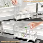 Cisily Sponge Holder for Kitchen Sink, Sink Caddy Organizer with High Brush Holder, Kitchen Countertop Organizers and Storage Essentials, Rustproof 304 Stainless Steel (Silver, 10.62″)