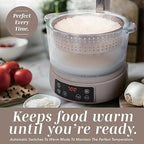 COOK WITH COLOR 3L Glass Mini Low Carb Rice Cooker – Holds 2 Cups Raw/Makes 6 Cups Cooked with Auto Lift Filter Basket, Hotpot & Steamer for Rice, Grains, Digital Panel with Keep Warm, Goat/Mink