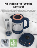 Vianté Electric Kettle With Infuser. No Plastic In Contact With Water. Hot Tea Maker With Temperature Control And Automatic Shut Off. 1.5 Liters Capacity | Midnight Blue Color