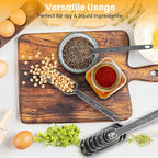 Stainless Steel Measuring Spoons Set of 8, Rectangular Metal Measuring Spoons with Leveler, Compact Spoons Design for Narrow Spice Jars, Teaspoon & Tablespoon Spoons for Dry & Liquid Ingredients