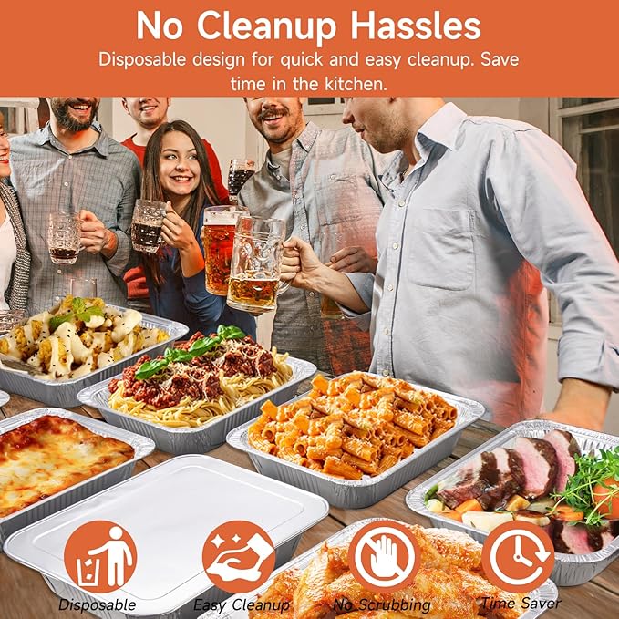 Half Size Aluminum Pans 9x13-20 Pack Aluminum Foil Pans, Heavy Duty Disposable Pans for Cooking, Baking, Meal Prep, Parties & Food Storage