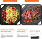 GGC Cast Iron Reversible Griddle, 2-In-1 Griddle Pan for Gas Grills and Stove Tops, 10 x 10 Square Baking Flat and Ribbed Griddle Plate