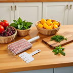 White Creative Kitchen Triple Meatball Maker, Meat Ball Scoop with Cutting Spade Ball Maker, None-Stick Meatball Maker Melon Ballers Fruit and Vegetable Tools Kitchen Utensils and Gadgets