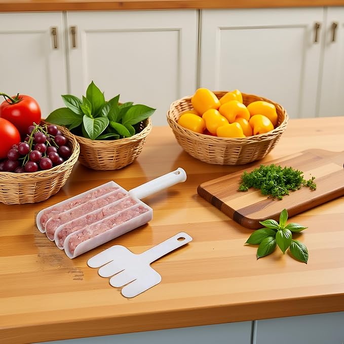 White Creative Kitchen Triple Meatball Maker, Meat Ball Scoop with Cutting Spade Ball Maker, None-Stick Meatball Maker Melon Ballers Fruit and Vegetable Tools Kitchen Utensils and Gadgets