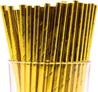 Pack of 150 Gold Foil Biodegradable 4-Ply Paper Drinking Straws (Compostable, Non-toxic, BPA-free)