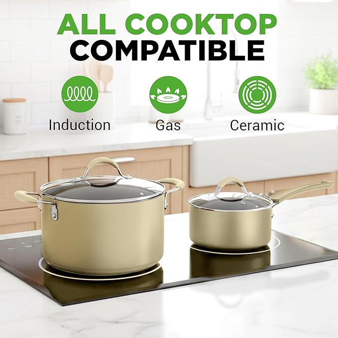 NutriChef 20-Piece Non-Stick Bakeware and Cookware Set - Utensils Including Pots and Baking Pans Made with Durable Aluminum, Tempered Glass Lids, Heat-Resistant Utensils, Easy-Clean Design (White)