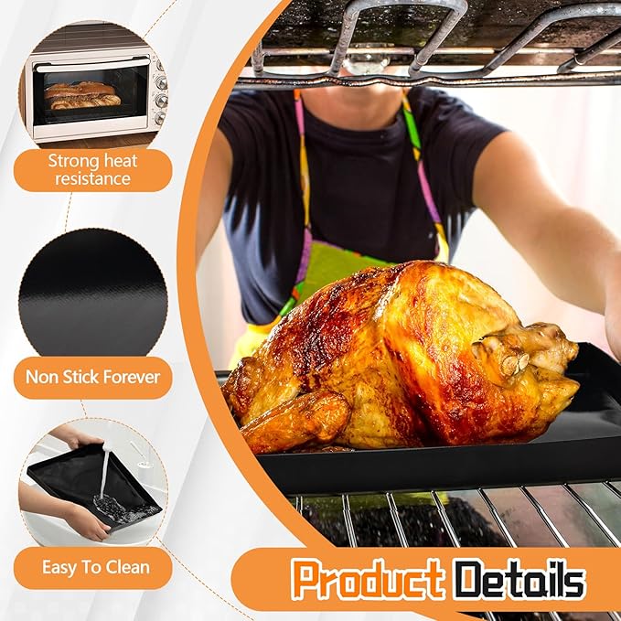 Teenyyou 4 Pcs 12 x 12 x 1 Inch PTFE Solid Oven Basket Non Stick Cooking Basket Cooking Trays for Quick Oven Accessories Baking Chips Chicken Wings Bread Heating
