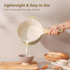 SENSARTE 1.5 & 2.5 Quart Ceramic Sauce Pan Sets with Lid, Cooking Pots Set, Nonstick Saucepan Set with Pour Spout, Small Kitchen Pot, Non toxic Saucepot, Induction Comptable, PFOA PTFE PFAS Free