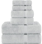 Chakir Turkish Linens Luxury Spa and Hotel Quality Premium Cotton 6-Piece Towel Set (2 x Bath Towels, 2 x Hand Towels, 2 x Washcloths, Silver Gray)