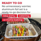 IDL Packaging Aluminum Foil Pans with Lids, Shallow - 15 pc Chafing Dish Set - 5 Full Size and 10 Half Size Steam Table Pans + Lids - Disposable Cookware for Catering, Buffet, Party, BBQ