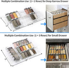 MIUKAA Clear Acrylic Spice Drawer Organizer, 4 Tier- 2 Set Expandable From 13" to 26" Drawer Seasoning Organizer, Kitchen Spice Rack Tray for Drawer/Countertop (Jars not included)