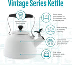 Chantal Tea Kettle, Vintage Series, Enamel on Steel, Whistling (White)
