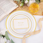 I00000 200 Pcs Gold Plastic Plates - Disposable Party Plates Include 100 Dinner Plate and 100 Elegant Dessert Plate Perfect for Party, Holiday, Wedding & Birthday