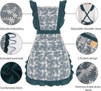 Pinknoke Vintage Pinafore Apron Dress for Women with Pockets Cute Floral Chef Aprons for Kitchen Cooking Baking Gardening