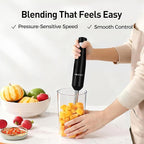 Cordless Immersion Hand Blender (Stick Blender) – Smooth, Controlled Blending for Everyday Cooking, 12V Brushless Motor, Pressure-Sensitive Variable Speed, USB-C Rechargeable, Easy-Clean (Black)