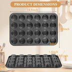 Walooza Muffin Cupcake Pan, Mini Muffin Tins Nonstick 24, Muffin Top Pan and Mini Cheesecake pans, Toast Oven Baking Supplies Non Stick Cake Pans Muffin Tray