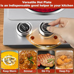 Hot Plate,CUSIMAX Portable Electric Hot Plates for Cooking,1800W Dual Infrared Burner with Adjustable Temperature Control,Electric Ceramic Glass Stove for Stainless Steel,Easy Clean for Home, Dorm, RV