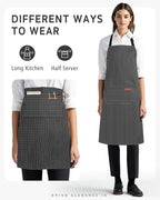 Syntus Apron for Men Women, Adjustable Cooking Kitchen Chef Aprons with 2 Pockets, Cotton/Polycotton/Polyester